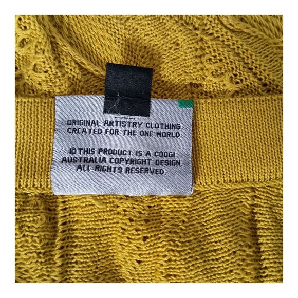 Coogi Sweater Skirt Mini Cotton Knit Textured Mustard Yellow 14" Women's Small - Picture 4 of 7